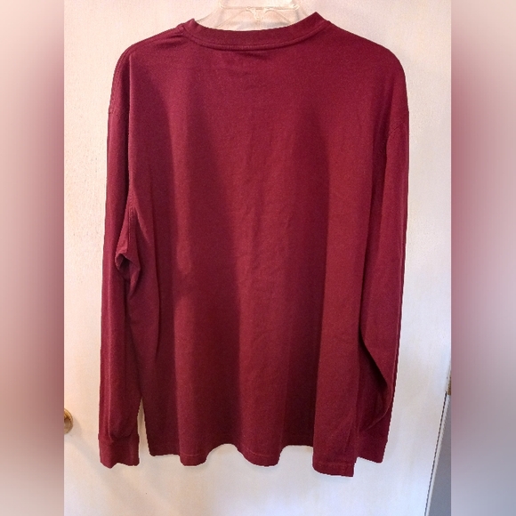 L.L. Bean Mens L Cotton Long Sleeve Shirt EUC Maroon - Picture 3 of 8